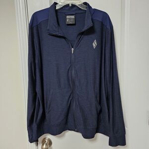 Skechers Hoodless Hoodie Jacket Men’s 2XL Navy Coat Gowalk Pockets Full Zip EUC